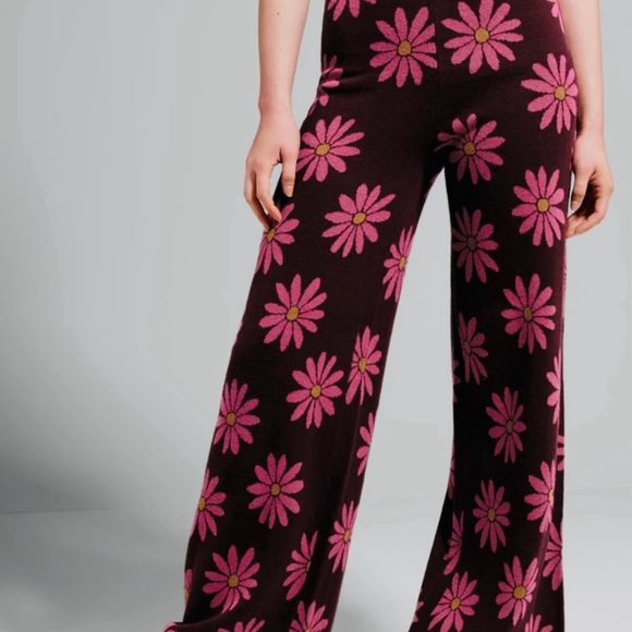 Princess Highway Pants - Princess Highway Pink Floral Wide-Leg Pants